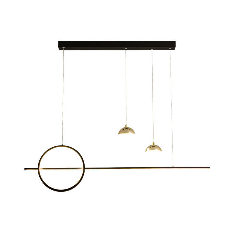 Metal and Acrylic Pendant Ceiling in Black / Gold Post Modern Kitchen Island Fixture