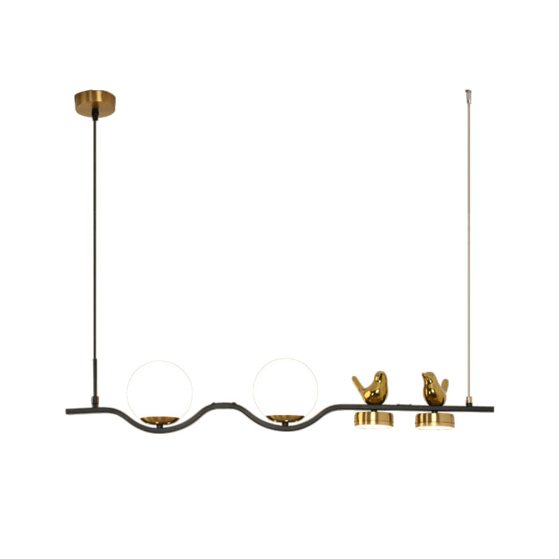 Black and Gold Kitchen Island Fixture Metal & Glass Post Modern Ceiling Pendant