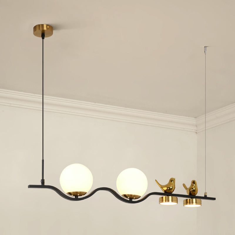 Black and Gold Kitchen Island Fixture Metal & Glass Post Modern Ceiling Pendant