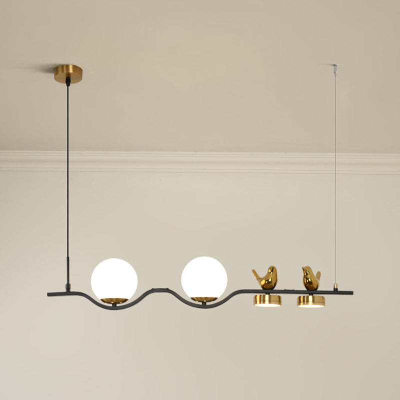 Black and Gold Kitchen Island Fixture Metal & Glass Post Modern Ceiling Pendant
