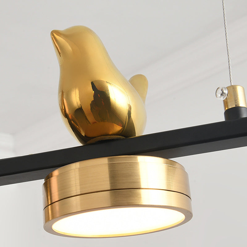 Black and Gold Kitchen Island Fixture Metal & Glass Post Modern Ceiling Pendant