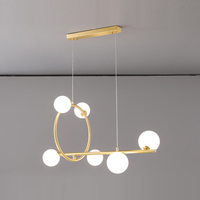 Post Modern Kitchen Island Fixture Solid Brass and Glass Pendant Ceiling Light in Gold