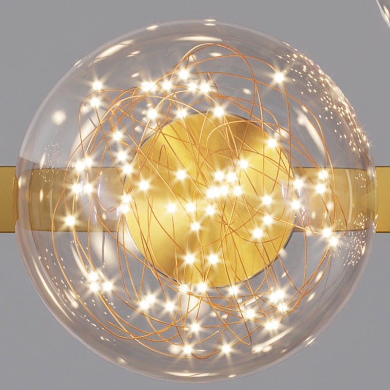 Polished Gold LED Ceiling Pendant Metal and Glass Kitchen Island Fixture