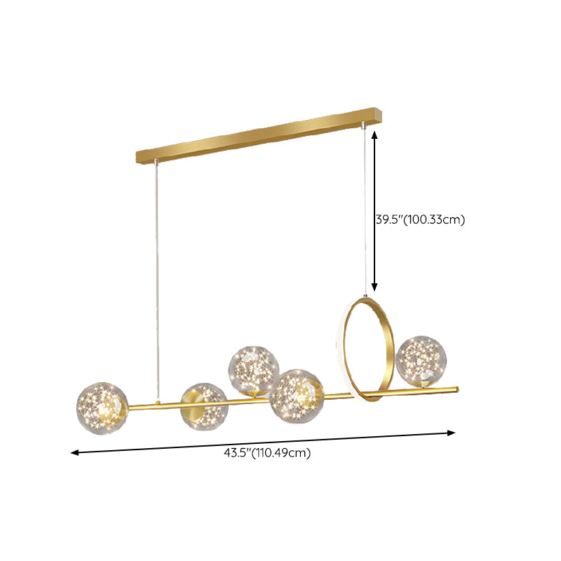 Polished Gold LED Ceiling Pendant Metal and Glass Kitchen Island Fixture