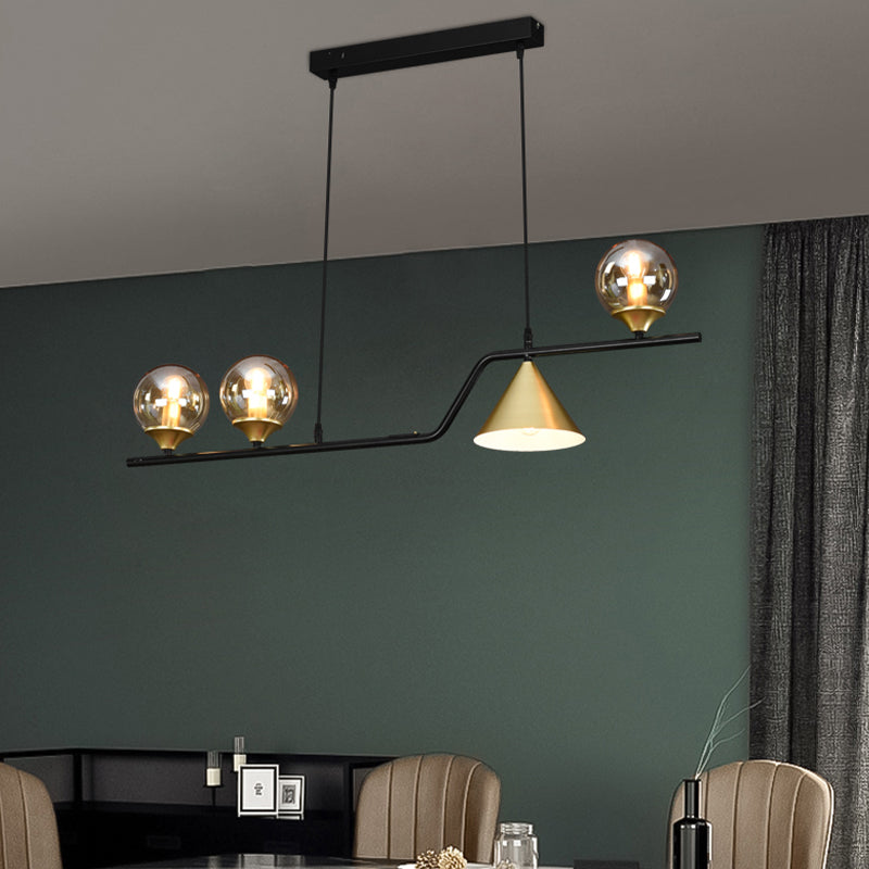 Contemporary Kitchen Island Fixture 4 / 5 / 6 - Light Metal & Glass Ceiling Pendant