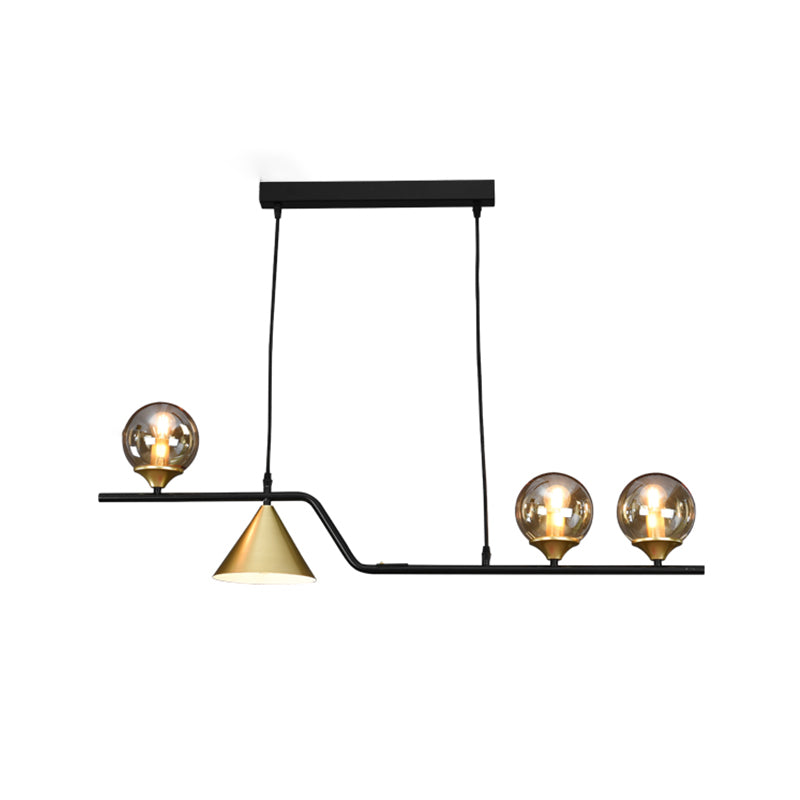 Contemporary Kitchen Island Fixture 4 / 5 / 6 - Light Metal & Glass Ceiling Pendant