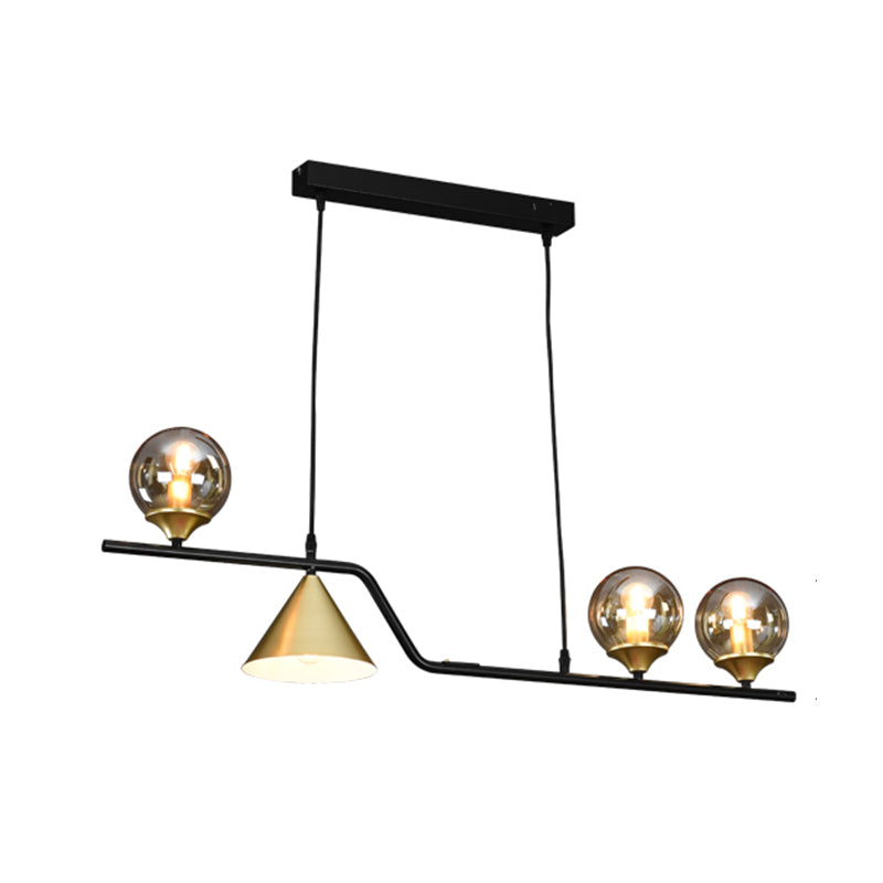 Contemporary Kitchen Island Fixture 4 / 5 / 6 - Light Metal & Glass Ceiling Pendant