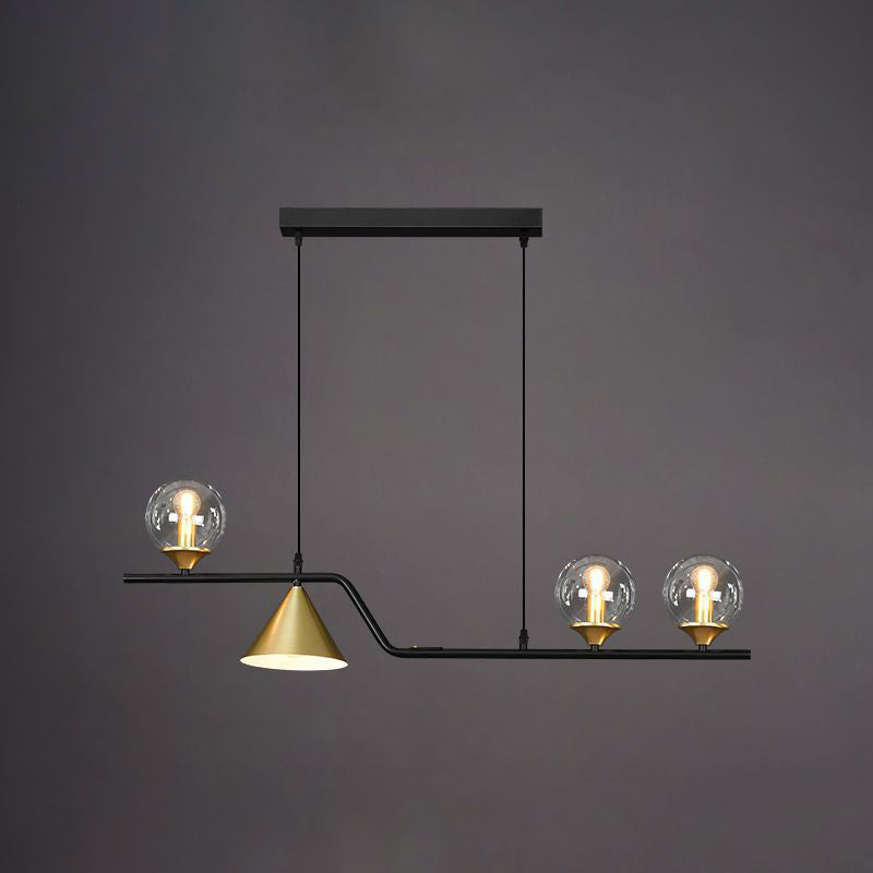 Contemporary Kitchen Island Fixture 4 / 5 / 6 - Light Metal & Glass Ceiling Pendant