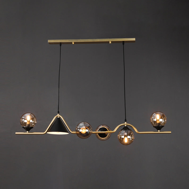 Contemporary Kitchen Island Fixture 4 / 5 / 6 - Light Metal & Glass Ceiling Pendant