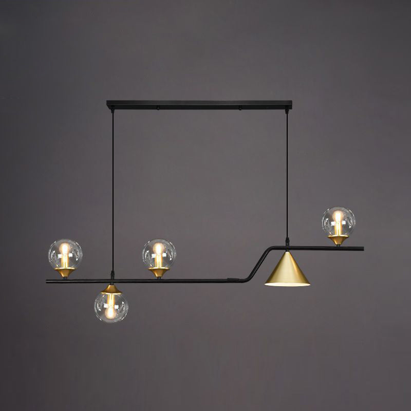 Contemporary Kitchen Island Fixture 4 / 5 / 6 - Light Metal & Glass Ceiling Pendant