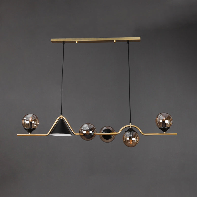 Contemporary Kitchen Island Fixture 4 / 5 / 6 - Light Metal & Glass Ceiling Pendant