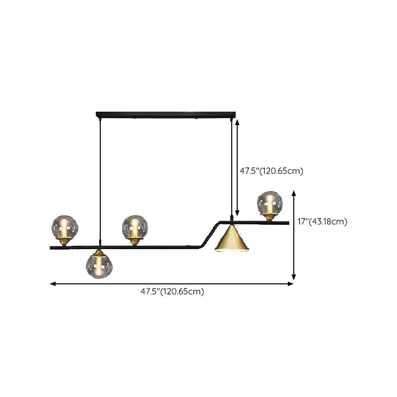 Contemporary Kitchen Island Fixture 4 / 5 / 6 - Light Metal & Glass Ceiling Pendant