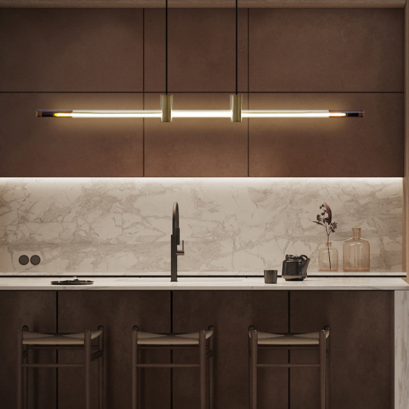 Single Modernist Brass Ceiling Lamp LED Kitchen Island Foyer Lighting