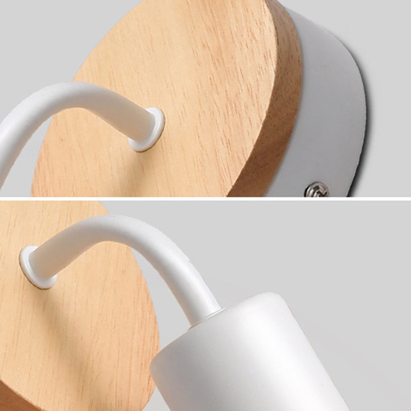 Single White/Black Modernism Wall Mounted Sconce Wooden Wall Light