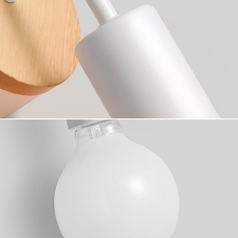 Single White/Black Modernism Wall Mounted Sconce Wooden Wall Light