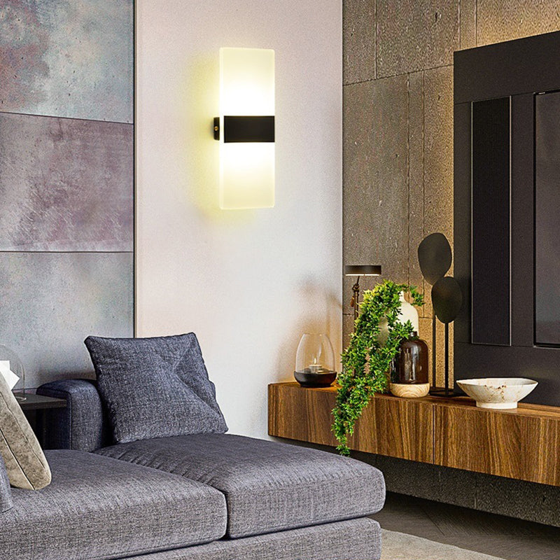 Rectangular Shape Wall Lamp Modern Style Acrylic 1-Light Wall Light for Living Room