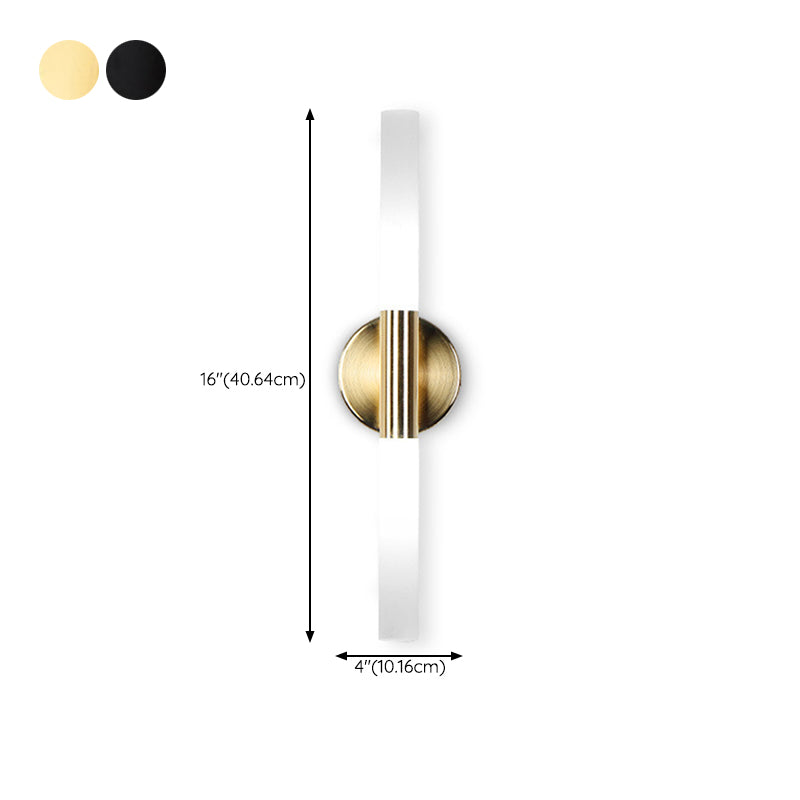 Cylinder Shape Vanity Lamp Modern Style Glass 2 Lights Bath Light in Black/Gold