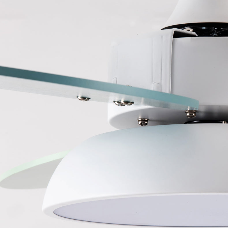 5 - Blades Kids Style Ceiling Fan Metal and Wood Fan Lighting Fixture in Grey / White