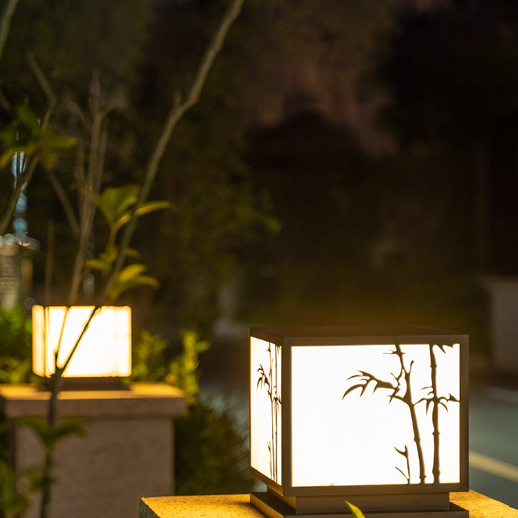 Contemporary Metallic Pillar Light Creative LED Solar Lighting Fixture for Garden