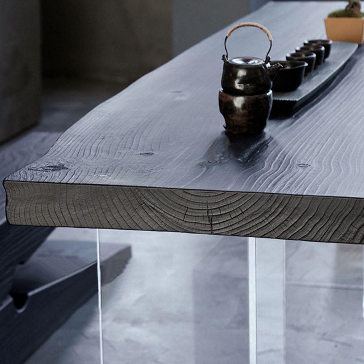 Pine Solid Wood Dining Table Acrylic Base Table for Dining Room