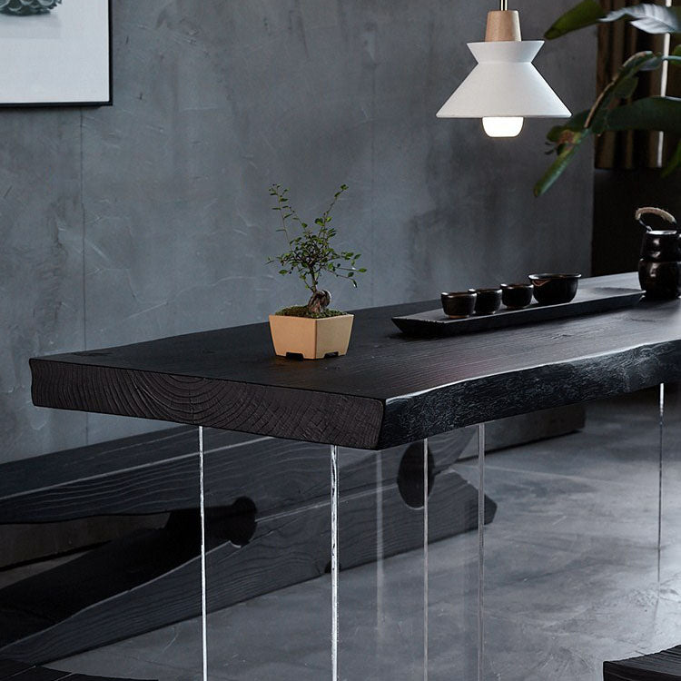 Pine Solid Wood Dining Table Acrylic Base Table for Dining Room