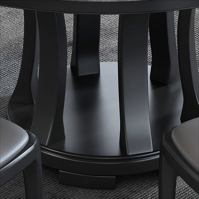 Rubberwood Solid Wood Pedestal Dining Table Convertible Dining Table