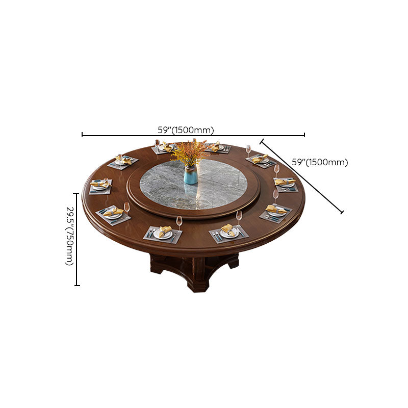 Pedestal Dining Table Solid Wood Convertible Table for Dining Room