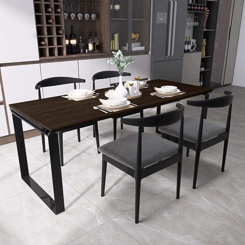 Black Pine Wood Modern Dining Table Set 1/5/7 Pcs Dinette Set for Home
