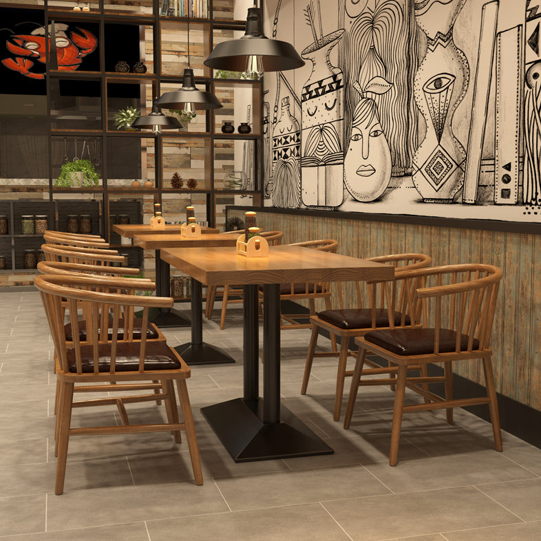 Natural Finish Modern Dining Set 1/2/3/5 Pieces Solid Wood Dinette Set