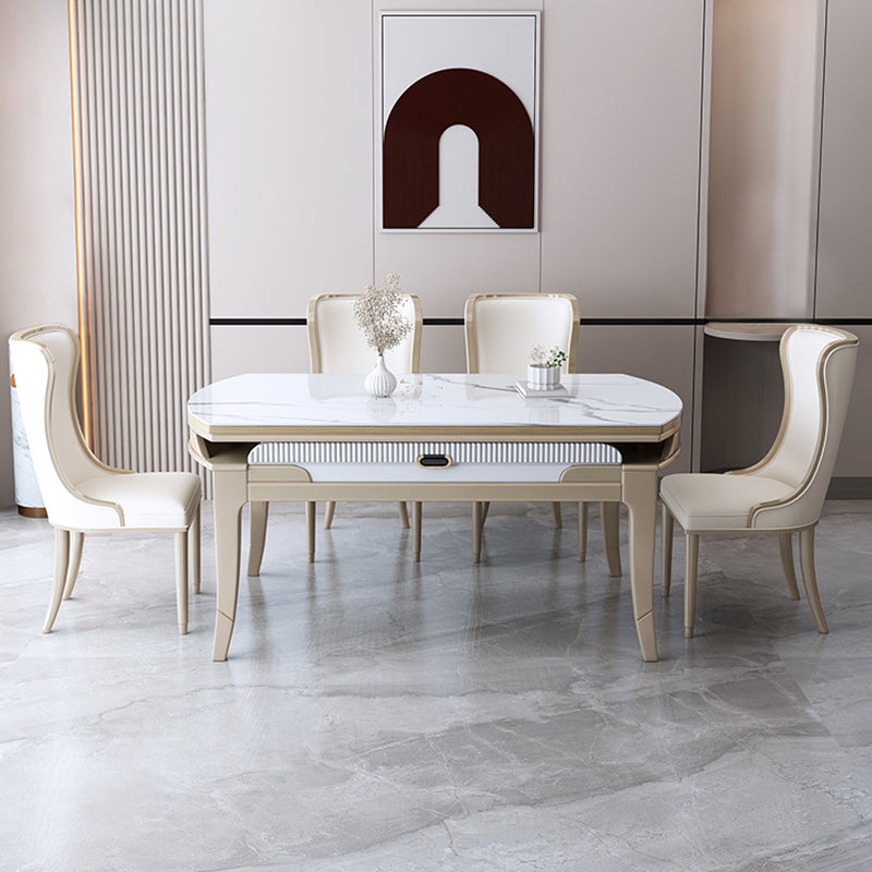 Nordic 1/2/5/7 Pieces Furniture Round Stone Dining Table Set in White