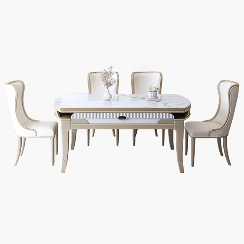 Nordic 1/2/5/7 Pieces Furniture Round Stone Dining Table Set in White