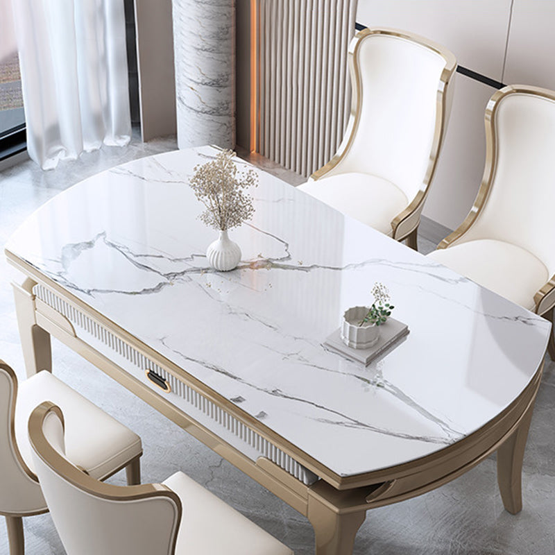 Nordic 1/2/5/7 Pieces Furniture Round Stone Dining Table Set in White