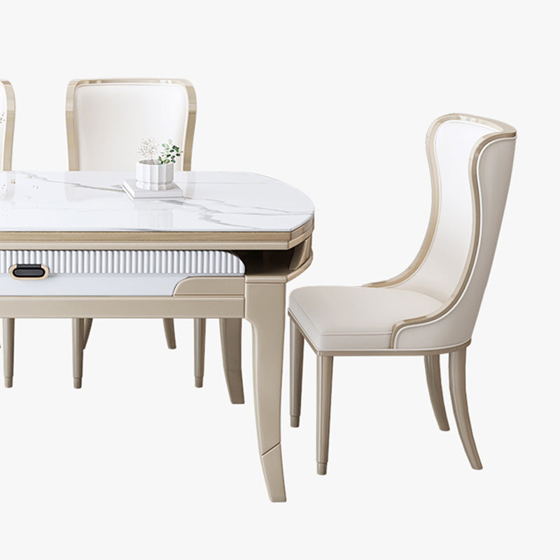 Nordic 1/2/5/7 Pieces Furniture Round Stone Dining Table Set in White