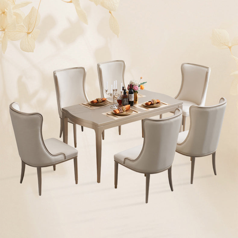 Nordic 1/2/7 Pieces Furniture Rectangle Stone Dining Table Set in White