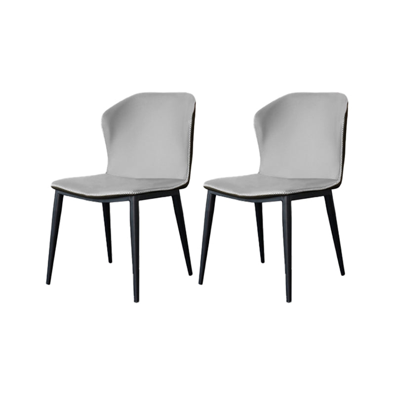 Faux Leather Kitchen Dining Chairs Contemporary Side Chairs with Metal Legs
