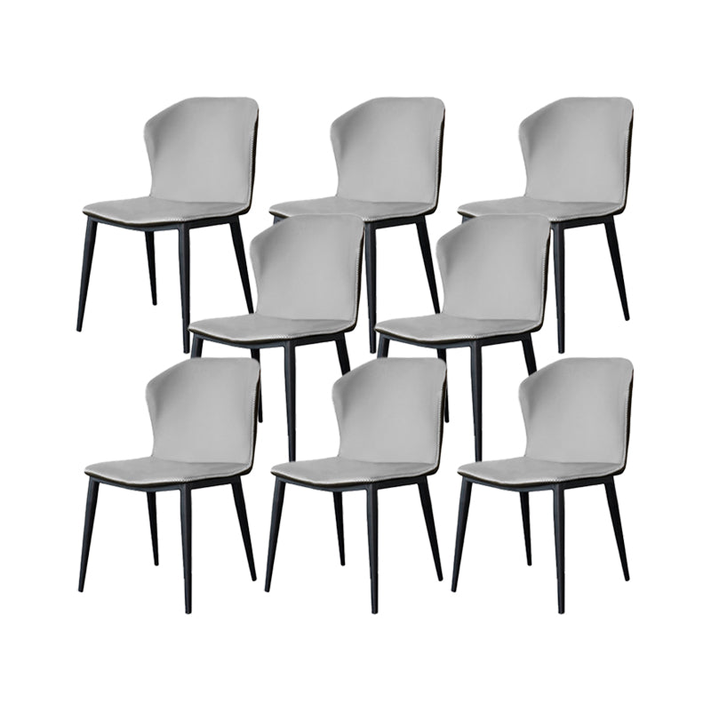 Faux Leather Kitchen Dining Chairs Contemporary Side Chairs with Metal Legs