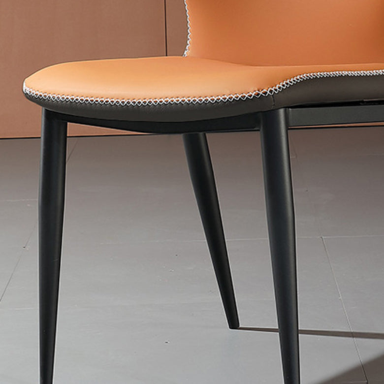Faux Leather Kitchen Dining Chairs Contemporary Side Chairs with Metal Legs