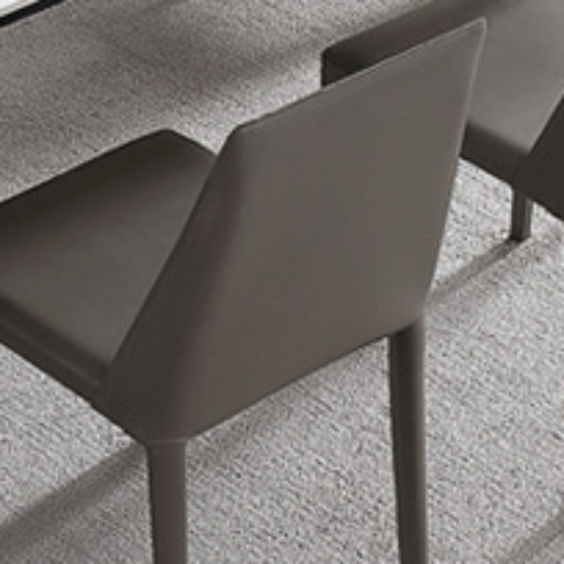 Faux Leather Kitchen Dining Chairs Contemporary Side Chairs with Metal Legs