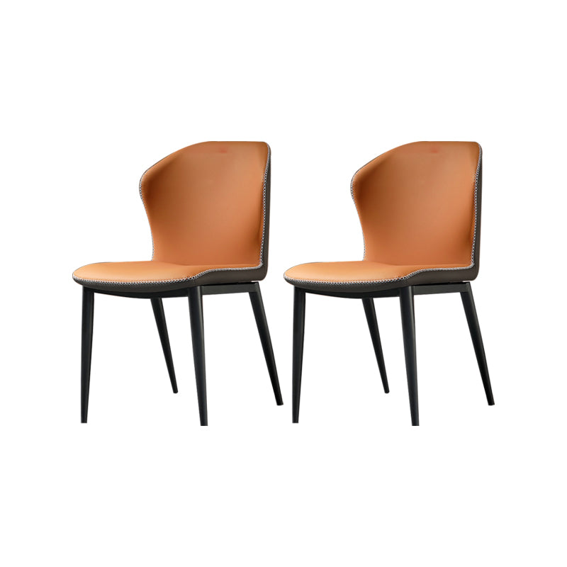 Faux Leather Kitchen Dining Chairs Contemporary Side Chairs with Metal Legs
