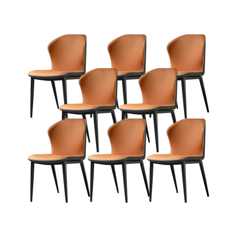 Faux Leather Kitchen Dining Chairs Contemporary Side Chairs with Metal Legs