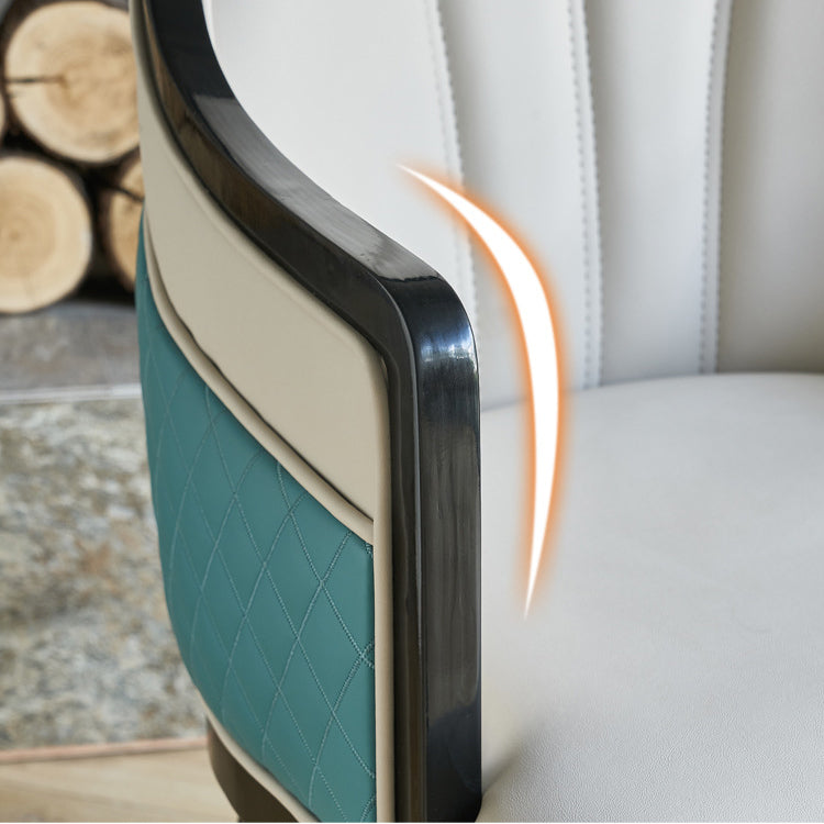 Faux Leather Dining Chairs Upholstered Arm Chairs with Wood Base