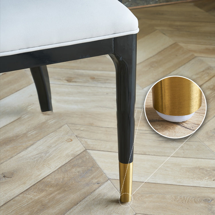 Faux Leather Dining Chairs Upholstered Arm Chairs with Wood Base