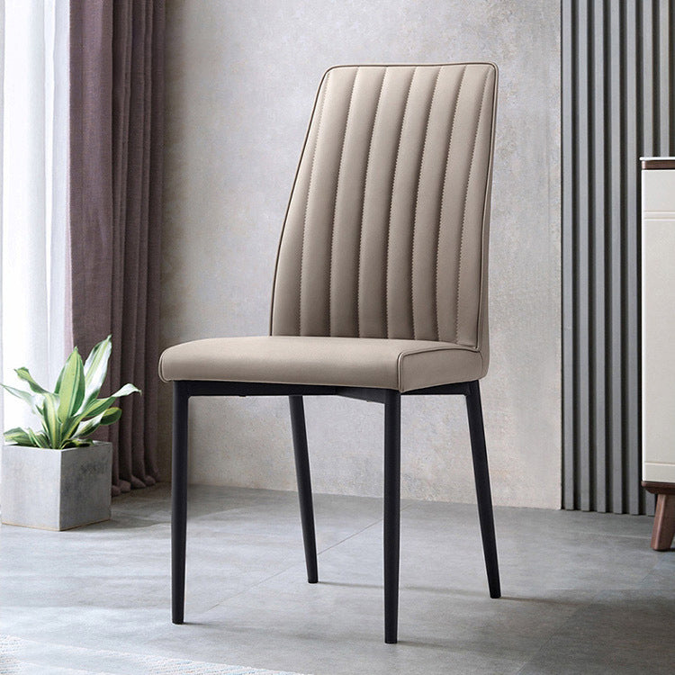 Faux Leather Dining Chairs Contemporary Upholstered Chairs with Metal Base