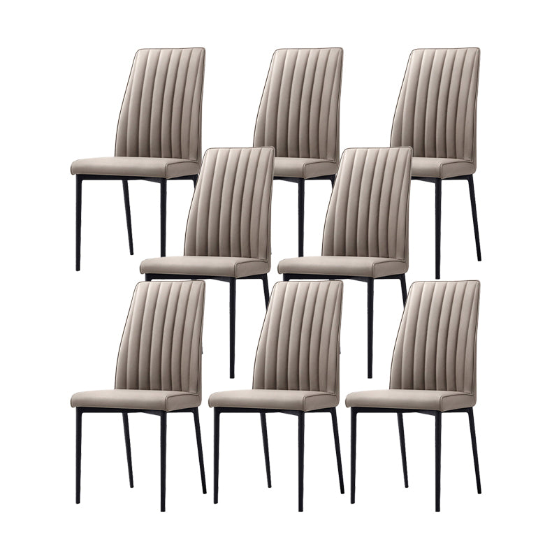 Faux Leather Dining Chairs Contemporary Upholstered Chairs with Metal Base