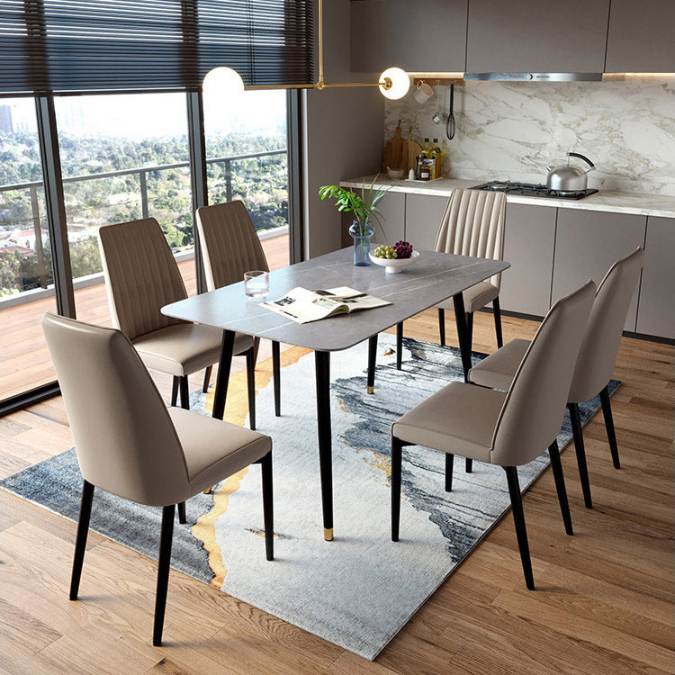 Faux Leather Dining Chairs Contemporary Upholstered Chairs with Metal Base