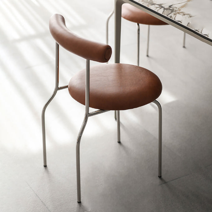 Kitchen Open Back Dining Chair Home Metal Armless Side Chair