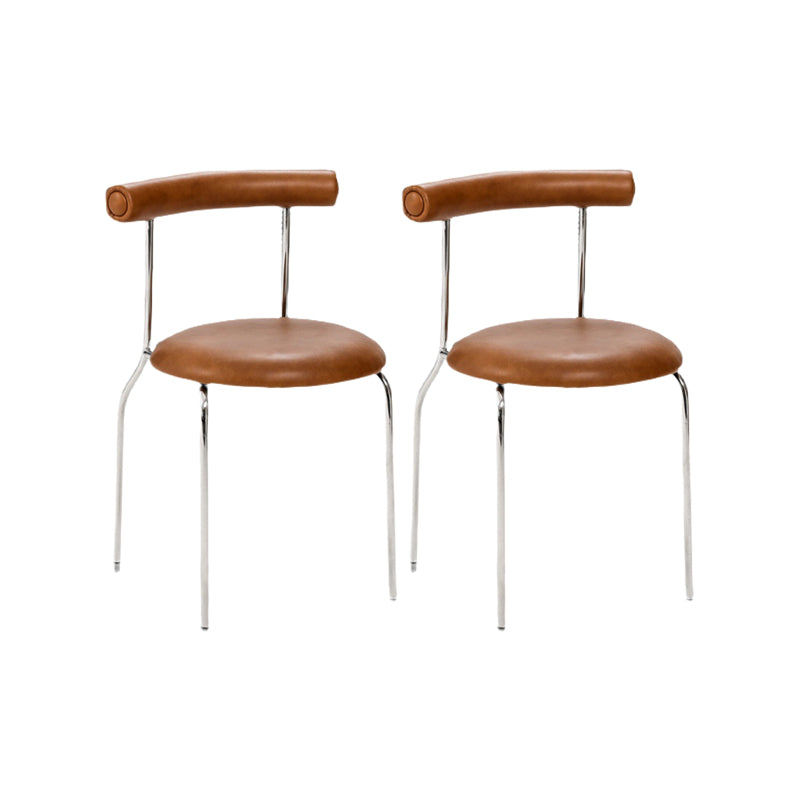 Kitchen Open Back Dining Chair Home Metal Armless Side Chair