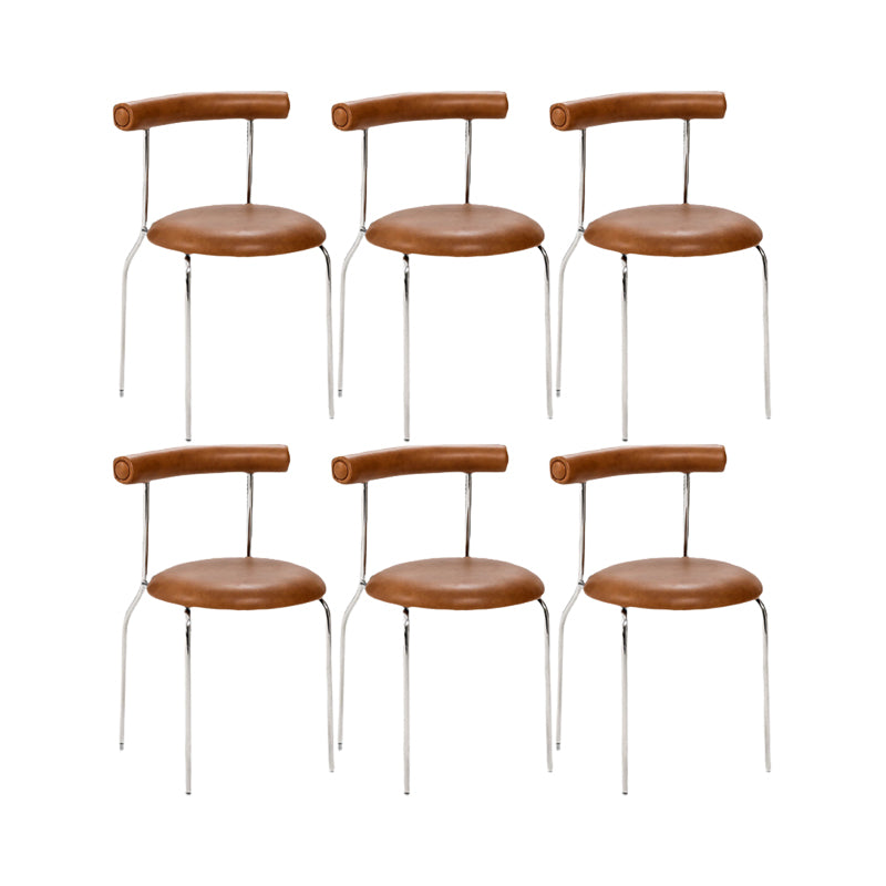 Kitchen Open Back Dining Chair Home Metal Armless Side Chair