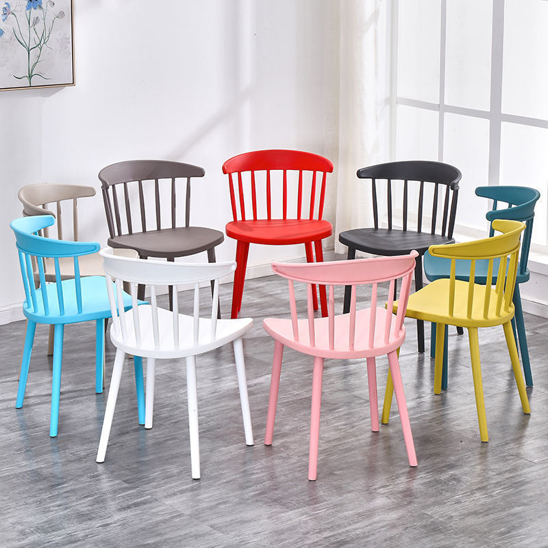 Contemporary Kitchen Dining Chair Plastic Slat Back Side Chair