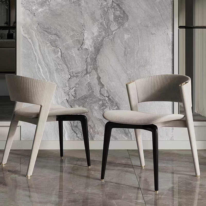 Home Upholstered Armless Dining Chair Faux Leather Open Back Chair